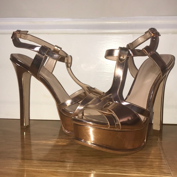 Aldo Lacla heeled platform sandals 5” rose gold - Picture 1 of 7